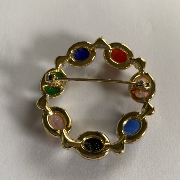Scarab Brooch Pin Multicolor Gold Tone - Picture 12 of 15